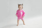 Girls Pink Biker Shorts Set