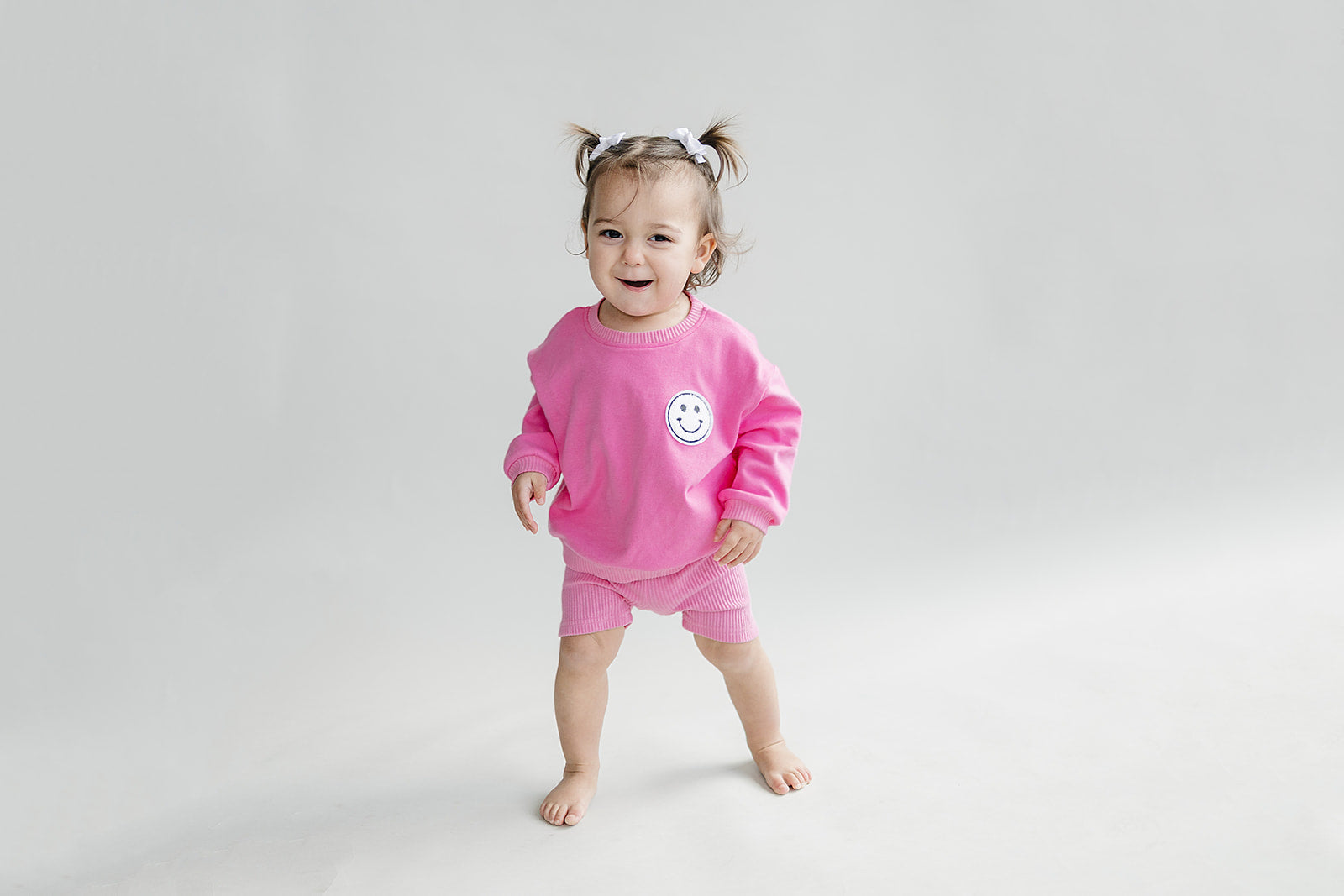 Girls Pink Biker Shorts Set