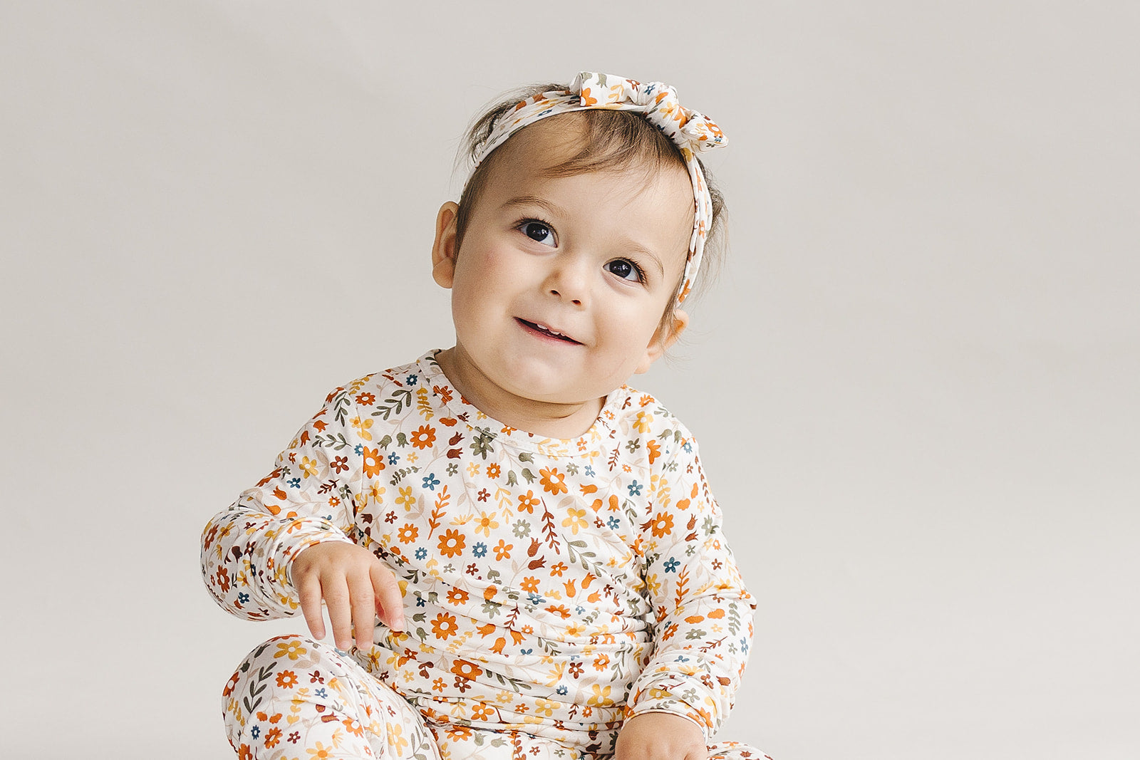 Girls Fall Flowers Bamboo Two Piece Lounge Set