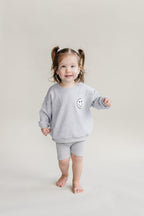 Girls Gray Lounge Biker Shorts Set