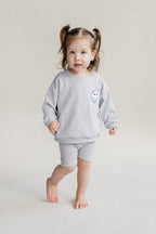 Girls Gray Lounge Biker Shorts Set