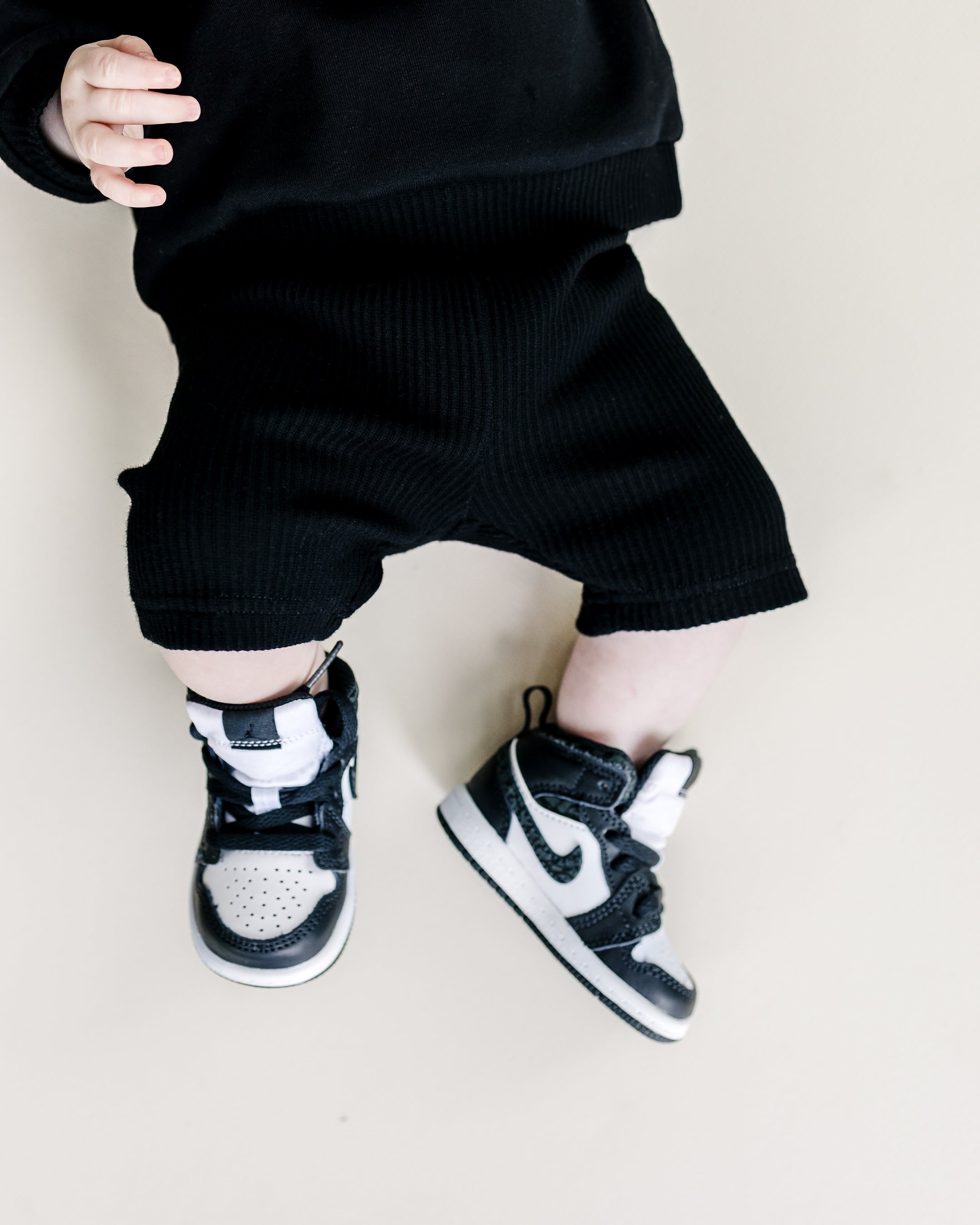 Black Smiley Biker Shorts Set