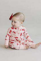 Baby Girl Bamboo Zip Pajama Romper | Cherry Heart