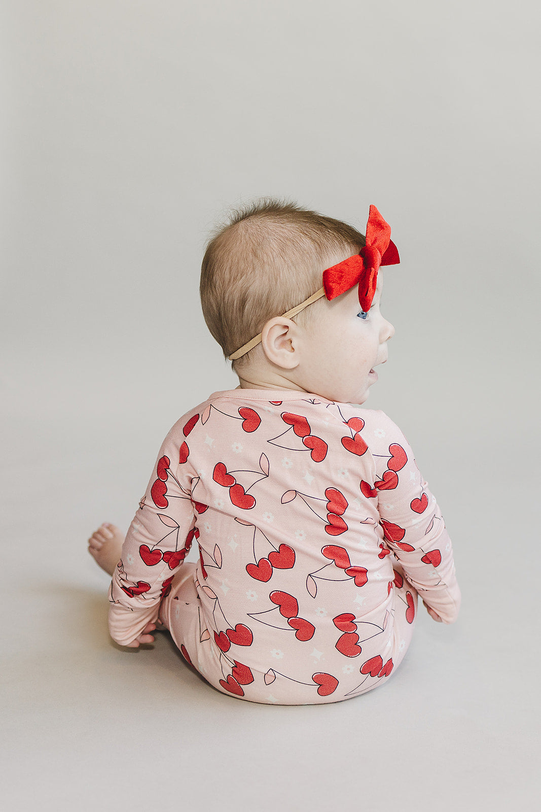 Baby Girl Bamboo Zip Pajama Romper | Cherry Heart