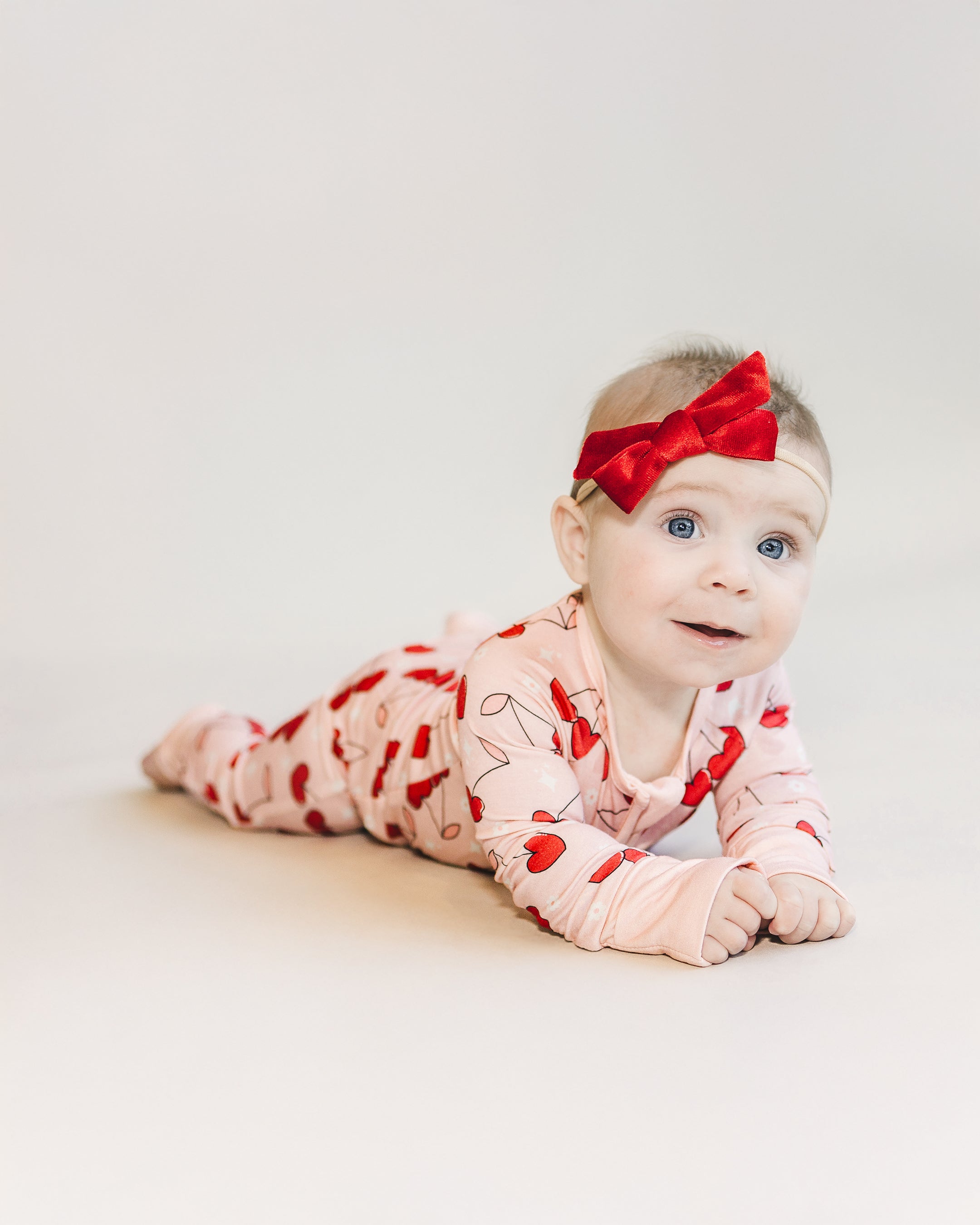 Baby Girl Bamboo Zip Pajama Romper | Cherry Heart