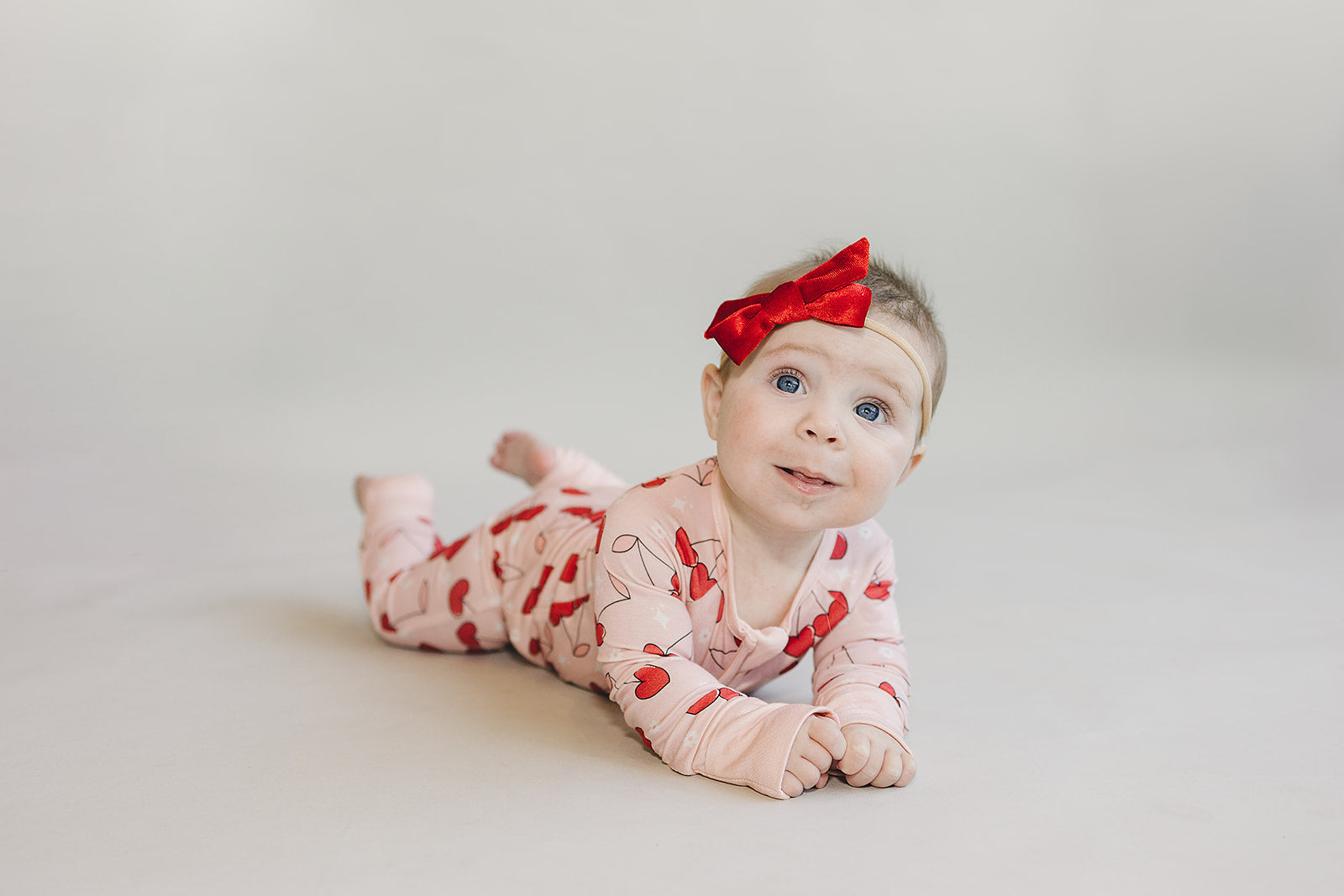 Baby Girl Bamboo Zip Pajama Romper | Cherry Heart
