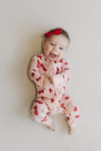 Baby Girl Bamboo Zip Pajama Romper | Cherry Heart