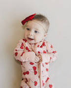Baby Girl Bamboo Zip Pajama Romper | Cherry Heart
