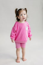 Girls Pink Biker Shorts Set