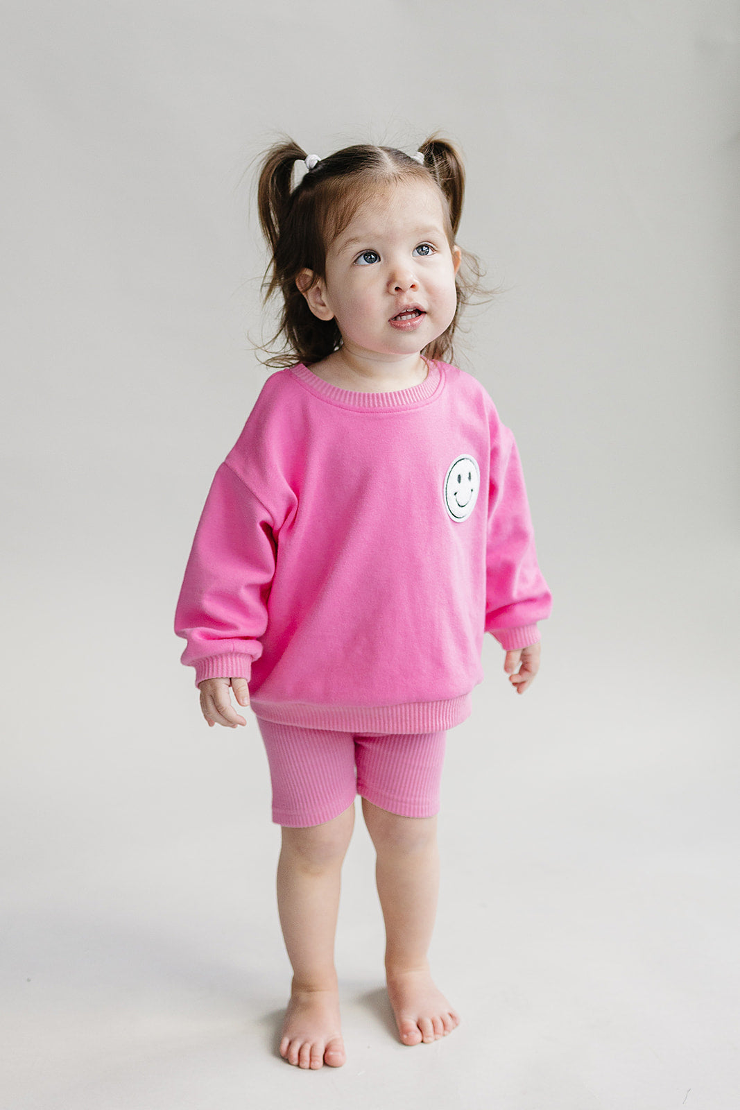 Girls Pink Biker Shorts Set