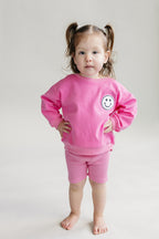 Girls Pink Biker Shorts Set