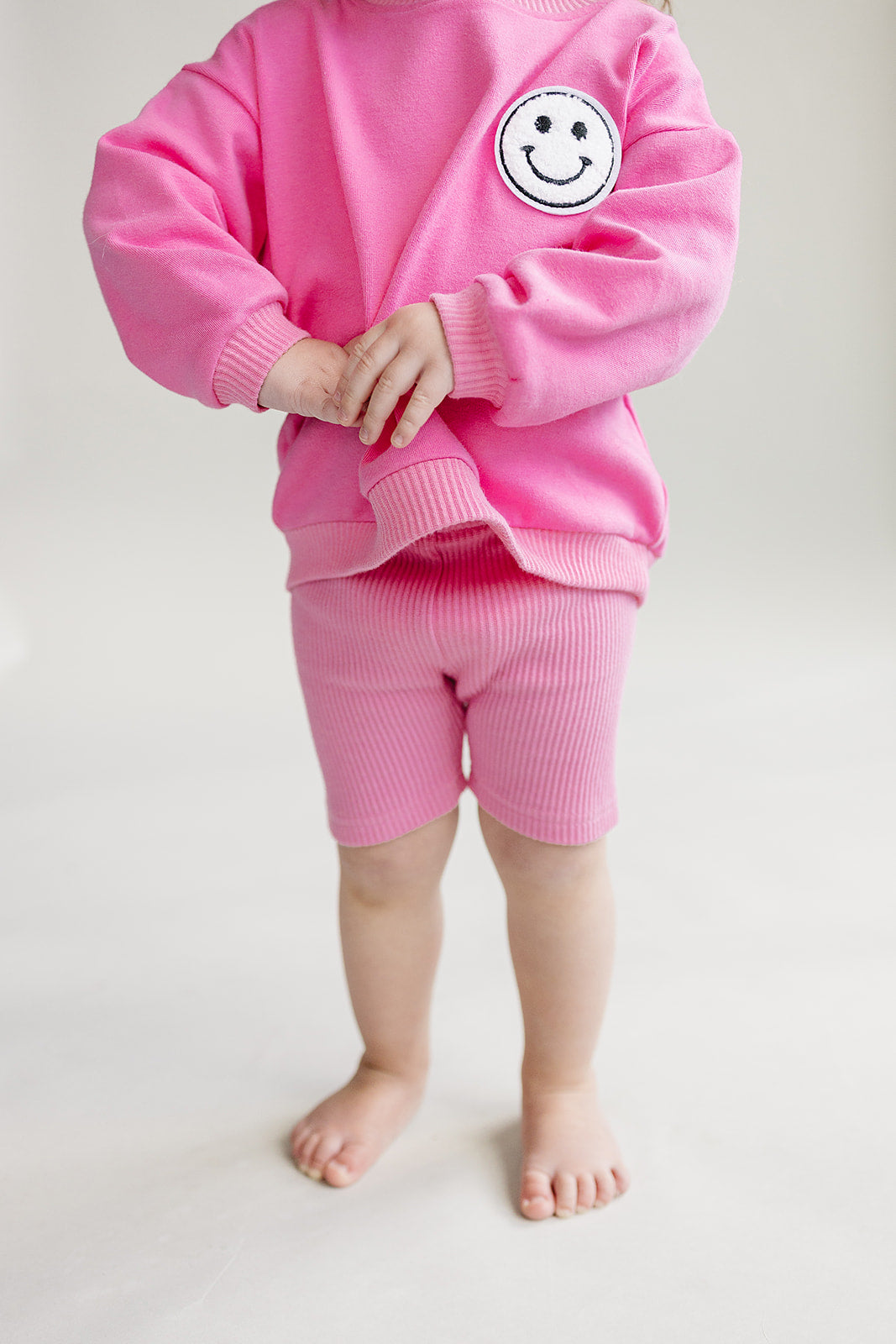 Girls Pink Biker Shorts Set