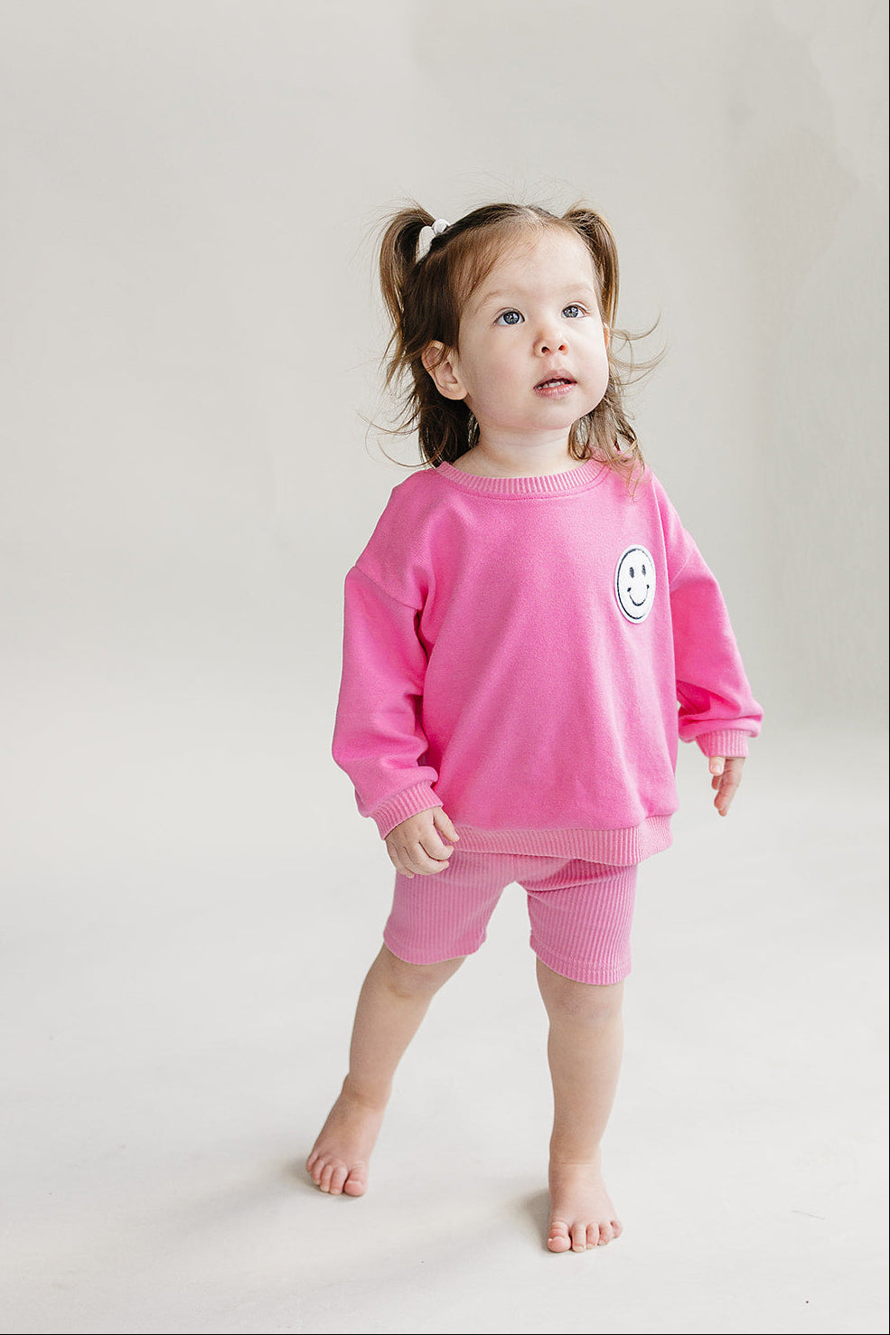 Girls Pink Biker Shorts Set