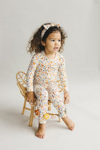 Girls Fall Flowers Bamboo Two Piece Lounge Set