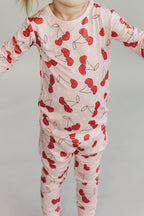 Girls Cherry Heart Bamboo Pajama Set