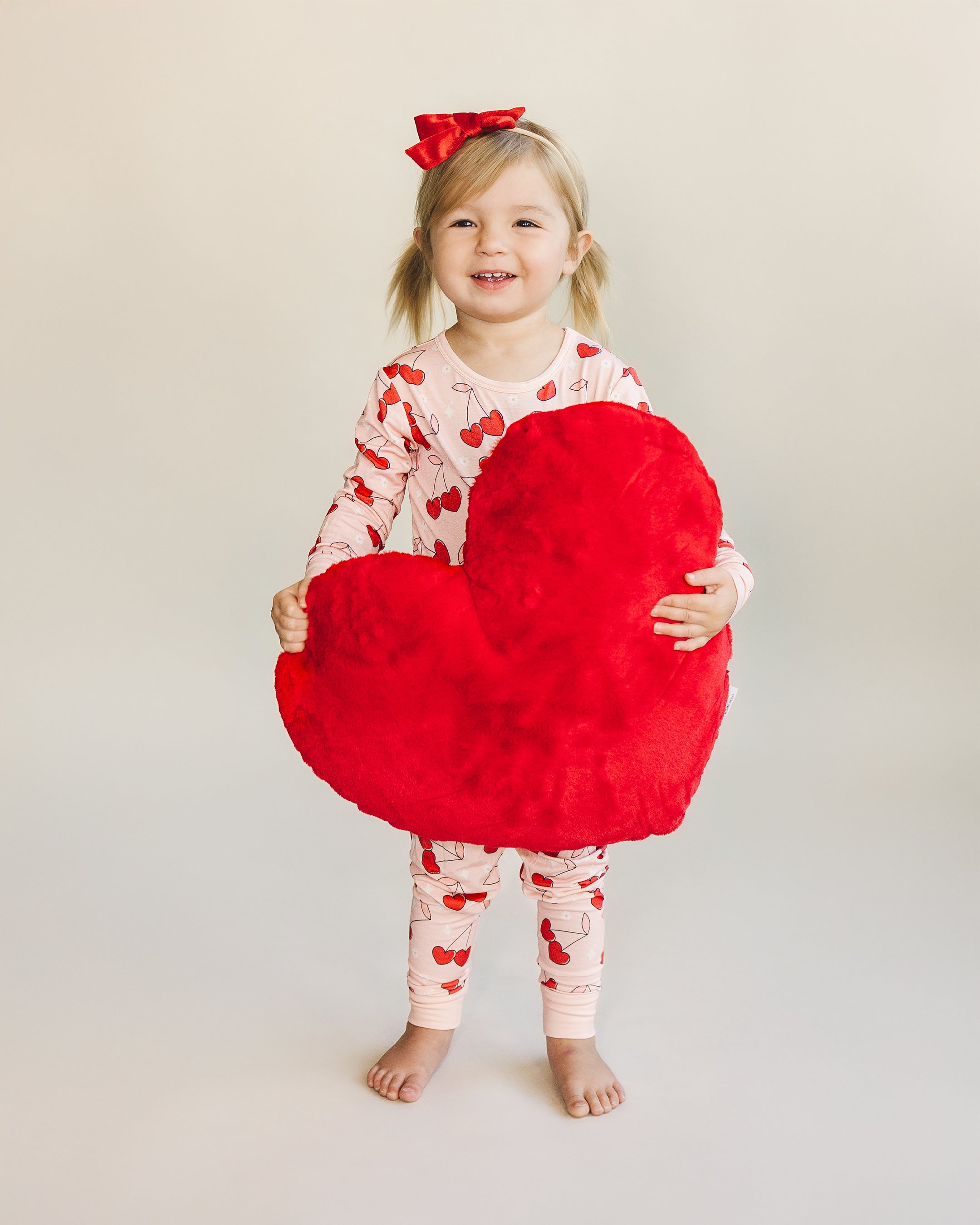 Girls Cherry Heart Bamboo Pajama Set