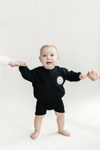 Black Smiley Biker Shorts Set