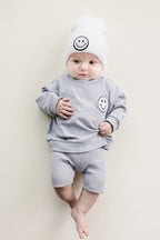 Girls Gray Lounge Biker Shorts Set