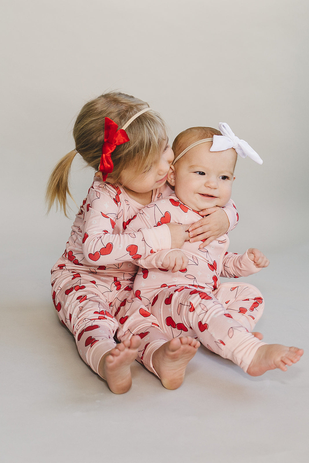 Girls Cherry Heart Bamboo Pajama Set