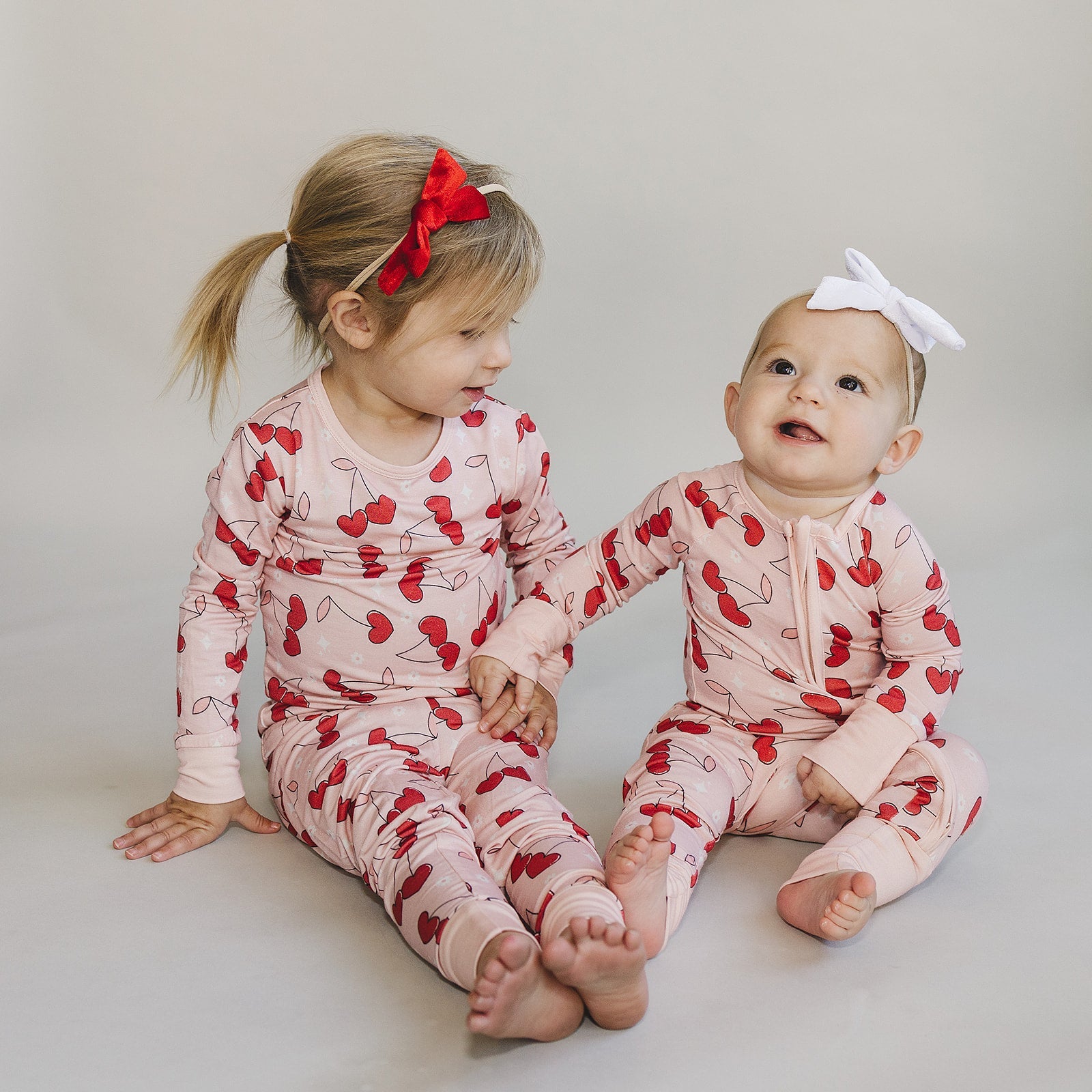 Girls Cherry Heart Bamboo Pajama Set