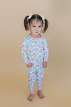 Girls Shamrock & Bows Bamboo Two Piece Pajama Set