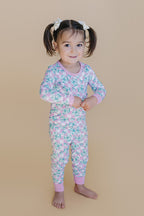 Girls Shamrock & Bows Bamboo Two Piece Pajama Set