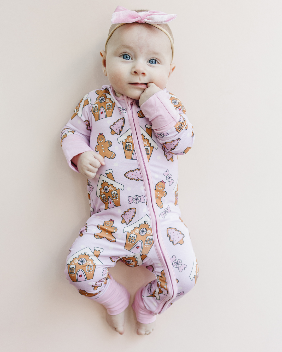Baby Girl Gingerbread Cookies Bamboo Zip Pajama Romper