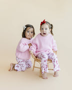 Girls Checkered Candy Cane Flare Pants | Pink