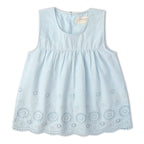 Organic Eyelet Top And Pant Set - Light Blue Eyelet