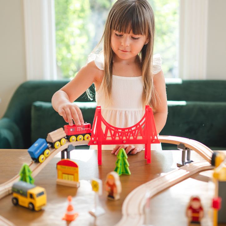 Tiny Land® Wooden Train Set for Children 39 Pcs