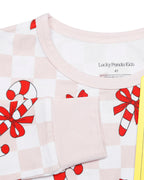 Girls Bamboo Two Piece Set | Bows & Candy Cane