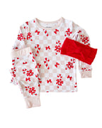 Girls Bamboo Two Piece Set | Bows & Candy Cane