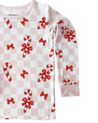 Girls Bamboo Two Piece Set | Bows & Candy Cane