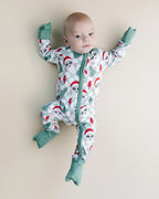 Baby Checkered Santa Bamboo Zip Pajama Romper