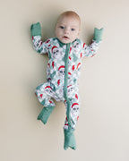 Baby Checkered Santa Bamboo Zip Pajama Romper
