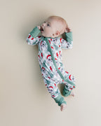 Baby Checkered Santa Bamboo Zip Pajama Romper