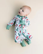 Baby Checkered Santa Bamboo Zip Pajama Romper