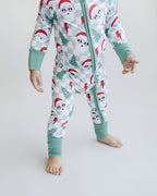 Baby Checkered Santa Bamboo Zip Pajama Romper