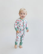 Baby Checkered Santa Bamboo Zip Pajama Romper