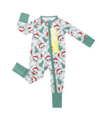 Baby Checkered Santa Bamboo Zip Pajama Romper