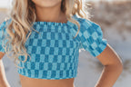 Emmy Blue Check 2 Piece Swimsuit