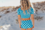 Emmy Blue Check 2 Piece Swimsuit
