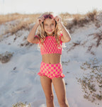Emmy Hot Pink Check 2 Piece Swimsuit