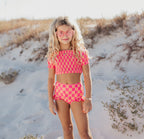 Emmy Hot Pink Check 2 Piece Swimsuit