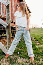 Wide Leg Gem Embellished Jeans
