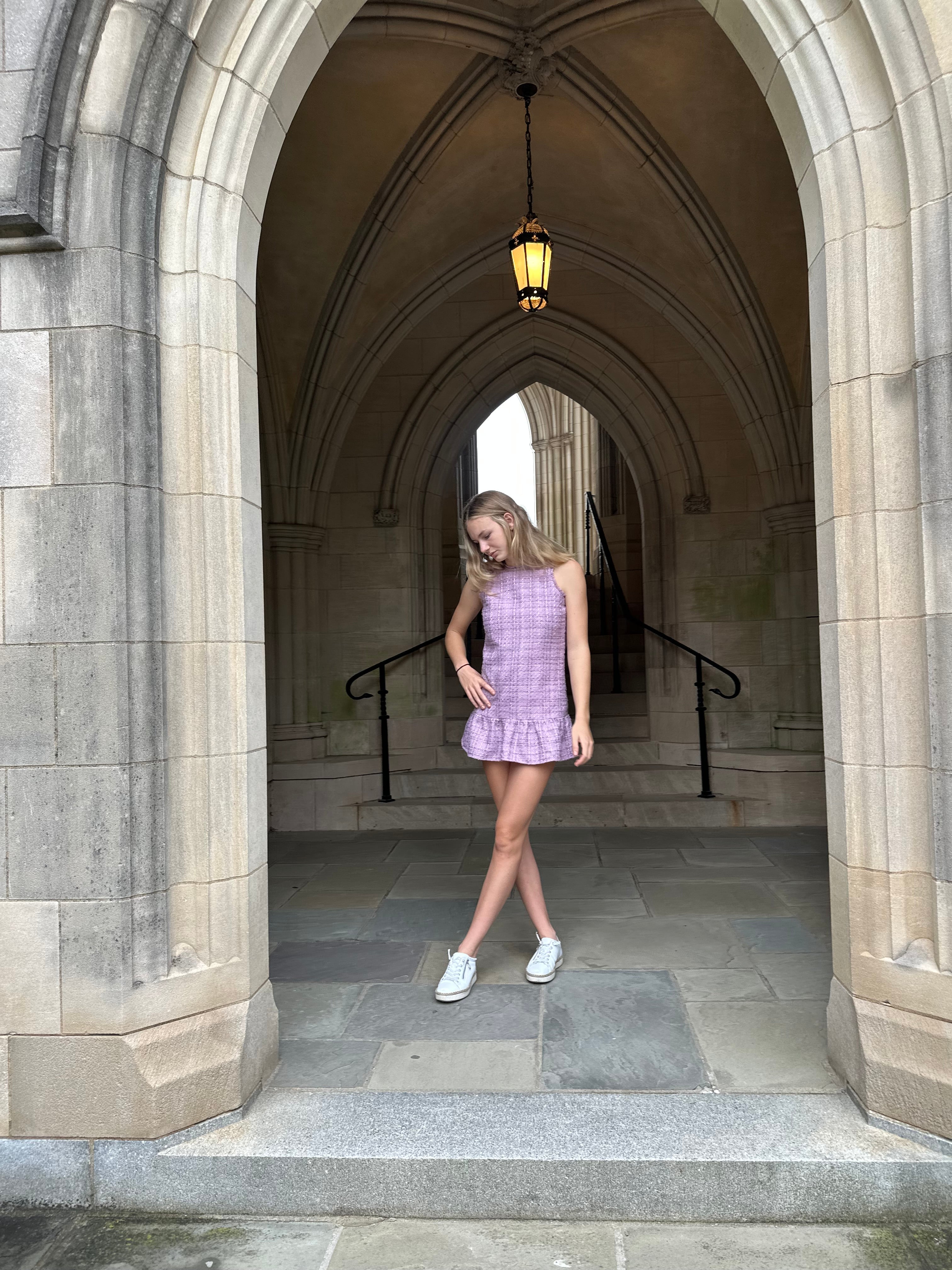 AA Black, White and Gold Tweed Ruffle Dress