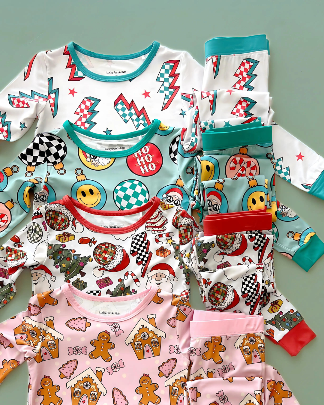 Checkered Bolts Bamboo Two-Piece Pajama Set for Kids