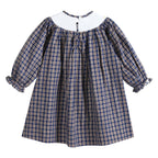 Blue Flannel Plaid Mallard Smocked Bishop Dress