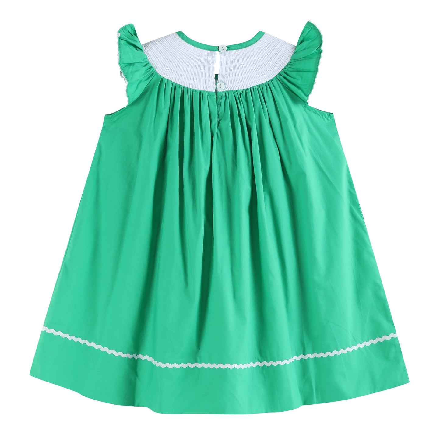 Girls Green St. Patrick's Day Shamrock Smocked Bishop Dress