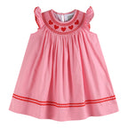 Pink Heart Valentine Smocked Bishop